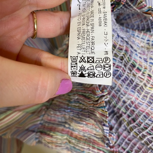 ZARA Balloon Sleeve Multicolor Striped Shirt - Picture 6 of 8